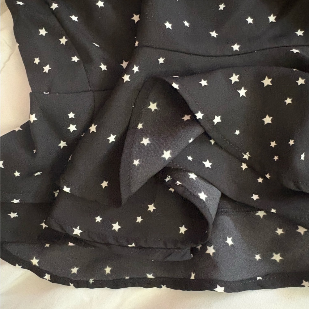 New Medium Altar’d State Black Star Print Ruffle Mini Skirt - Picture 9 of 11